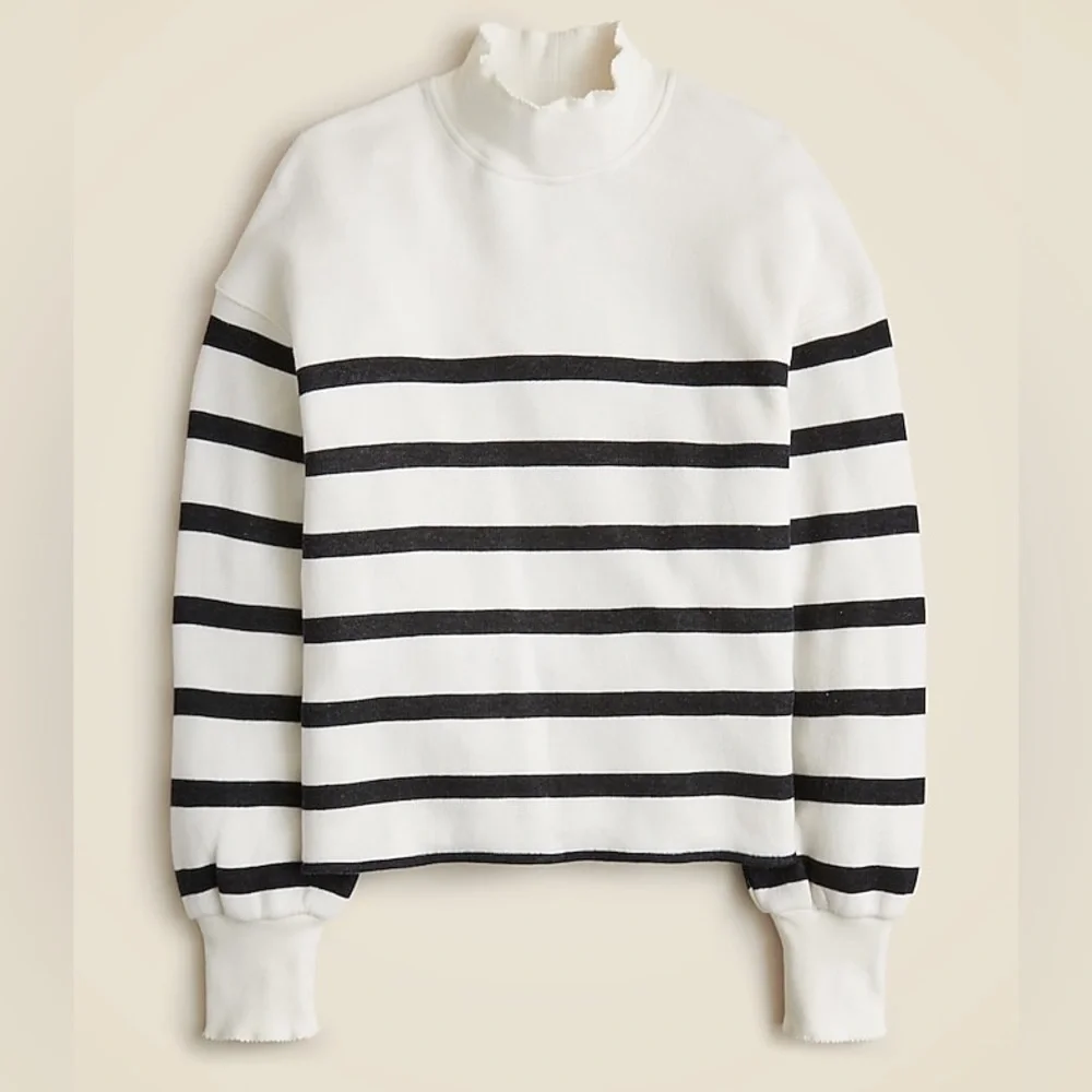 J.Crew Heritage terry mockneck sweatshirt in stripe size L NWT